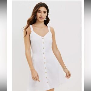 LOFT White Button-Down Mini Dress